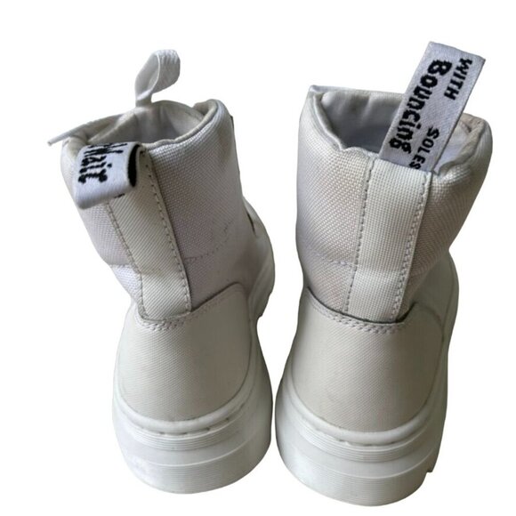 Dr. Martens Combs Women's White Canvas and Leather Lace up Combat Boots Size 7 - Picture 3 of 9